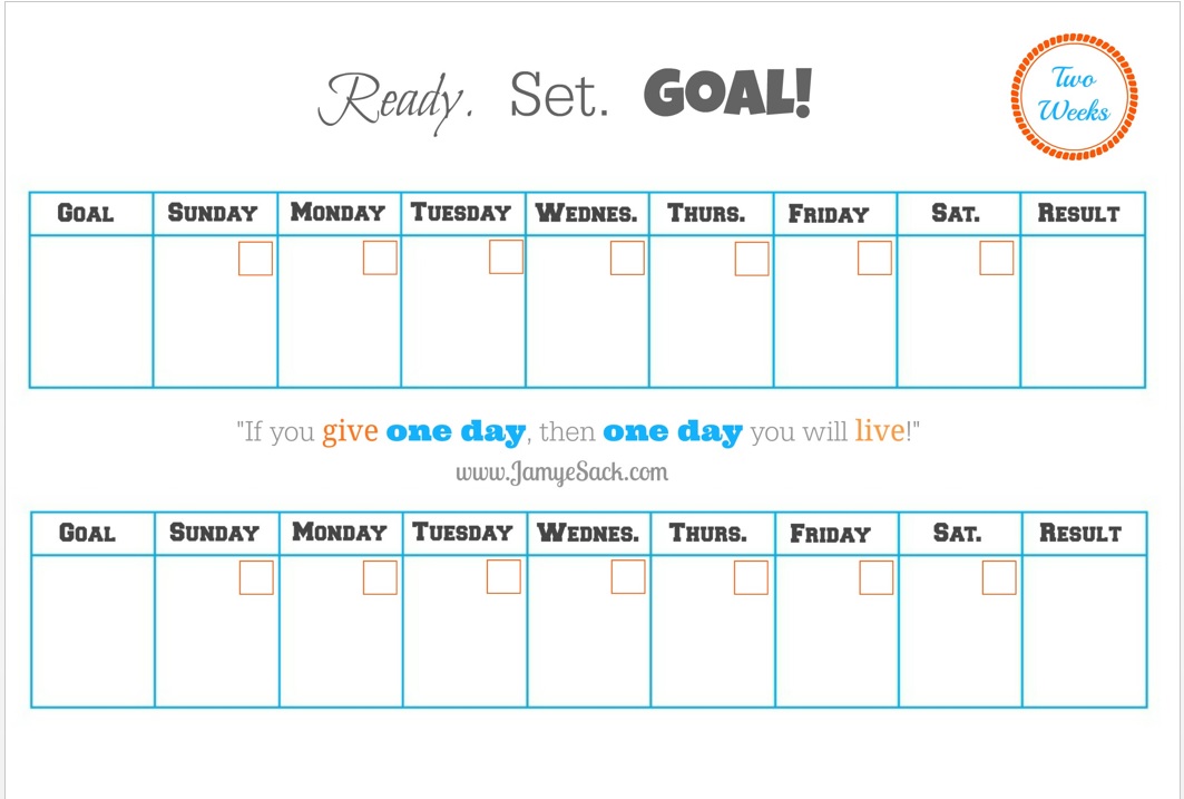 Free Printable] Two Week Goal Calendar â Jamye Sack